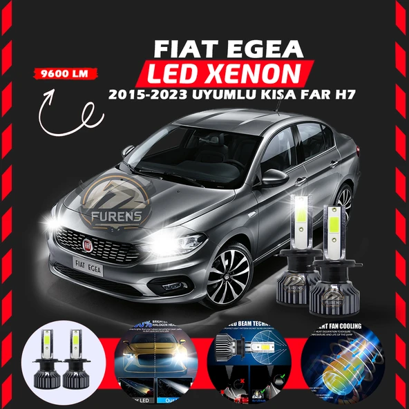 Fiat Egea 2015-2023 Kısa Far Uyumlu Şimşek Etkili Led Xenon Pro Series H7 ürün görseli 1