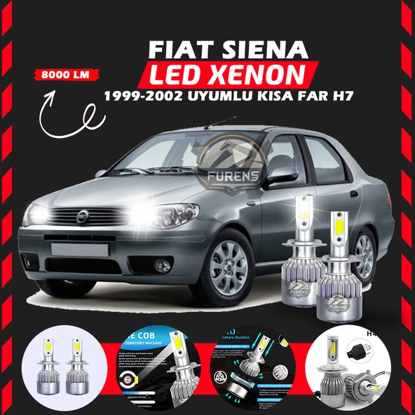 Fiat Siena 1999-2002 Kısa Far Uyumlu Şimşek Etkili Led Xenon Performance Series H7 ürün görseli 1