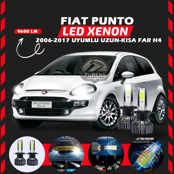 Fiat Punto 2006-2017 Uzun - Kısa Far Uyumlu Şimşek Etkili Led Xenon Pro Series H4 ürün görseli 1