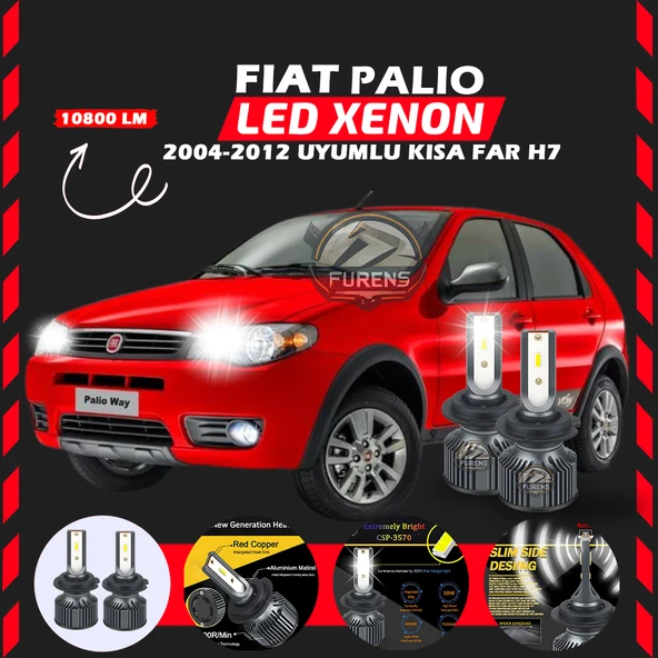 Fiat Palio 2004-2012 Kısa Far Uyumlu Şimşek Etkili Led Xenon Premium Series H7 ürün görseli 1