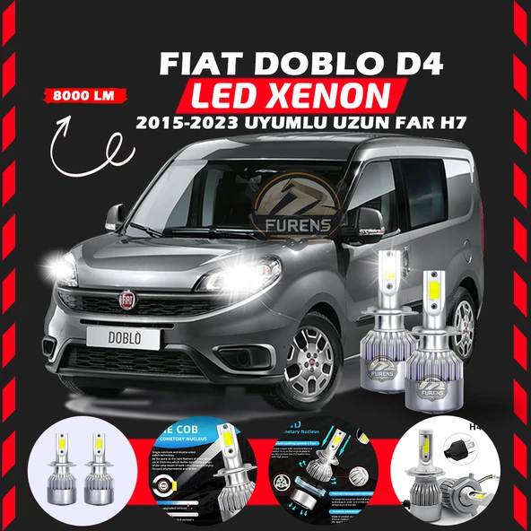 Fiat Doblo D4 2015-2023 Uzun Far Uyumlu Şimşek Etkili Led Xenon Performance Series H7 ürün görseli 1