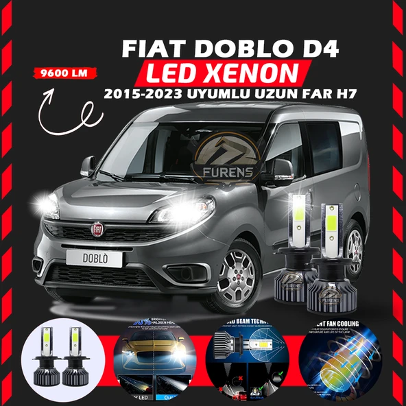 Fiat Doblo D4 2015-2023 Uzun Far Uyumlu Şimşek Etkili Led Xenon Pro Series H7 ürün görseli 1