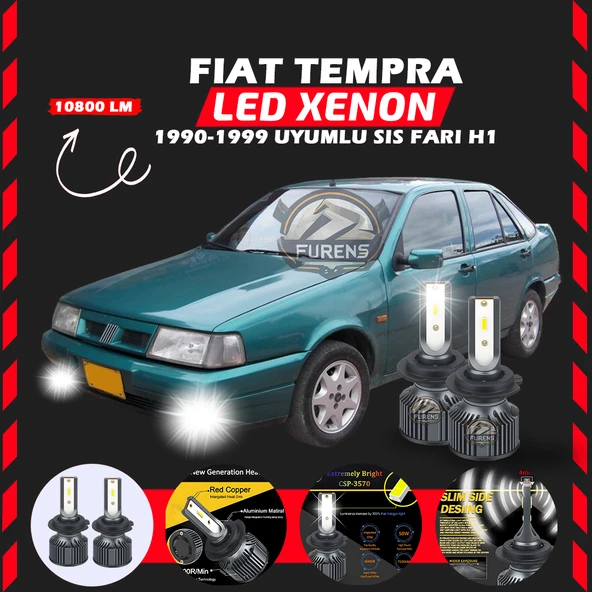 Fiat Tempra Sis Farı Uyumlu Şimşek Etkili Led Xenon Premium Series H1 ürün görseli 1