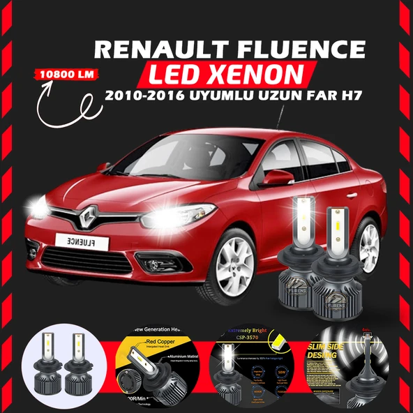Renault Fluence 2010-2016 Uzun Far Uyumlu Şimşek Etkili Led Xenon Premium Series H7 ürün görseli 1