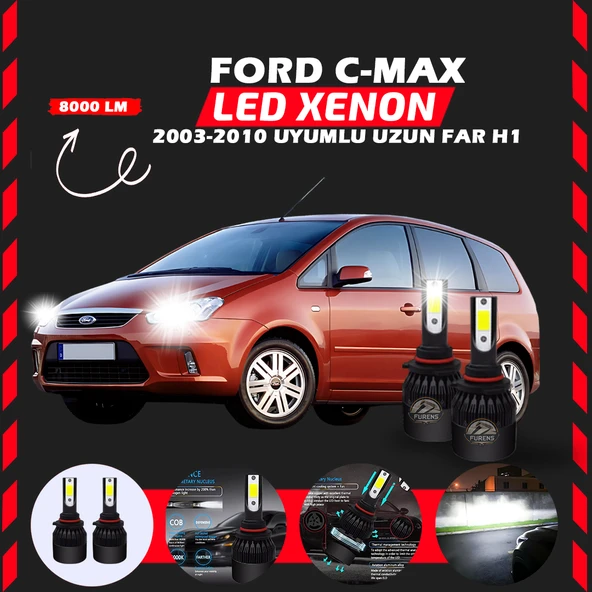 Ford C-MAX 2003-2010 Uzun Far Uyumlu Şimşek Etkili Led Xenon Light Series H1 ürün görseli 1