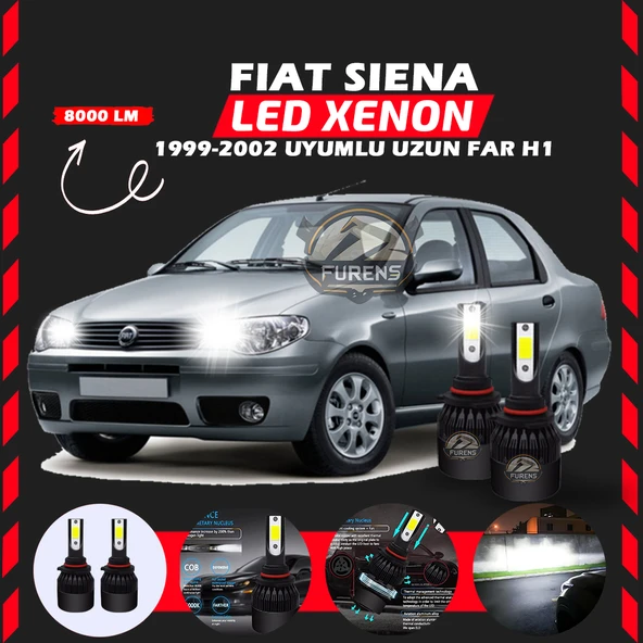 Fiat Siena 1999-2002 Uzun Far Uyumlu Şimşek Etkili Led Xenon Light Series H1 ürün görseli 1