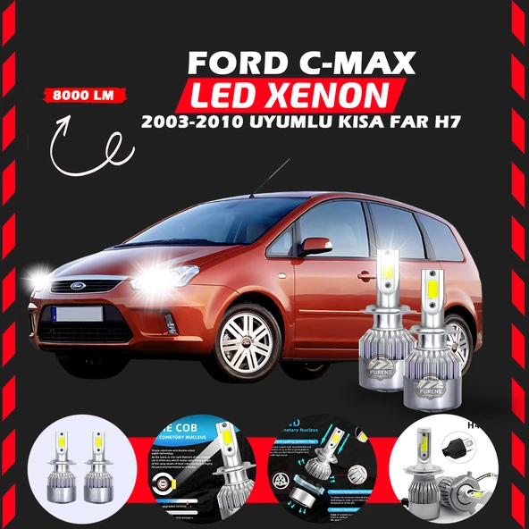 Ford C-MAX 2003-2010 Kısa Far Uyumlu Şimşek Etkili Led Xenon Performance Series H7 ürün görseli 1