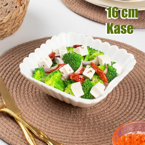 Porsima 1750N Porselen Kase, Derin Kase Sunum, Servis Kasesi Servis Tabağı Kare 16 Cm ürün görseli 1