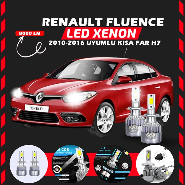 Renault Fluence 2010-2016 Kısa Far Uyumlu Şimşek Etkili Led Xenon Performance Series H7 ürün görseli 1