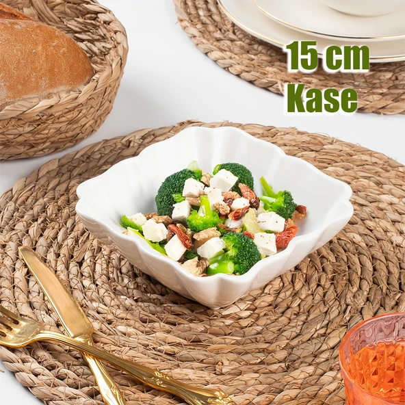 Porsima 1749N Porselen Kase, Derin Büyük Boy Salata Kase Sunum, Servis Kasesi Servis Tabağı 15 Cm ürün görseli 1