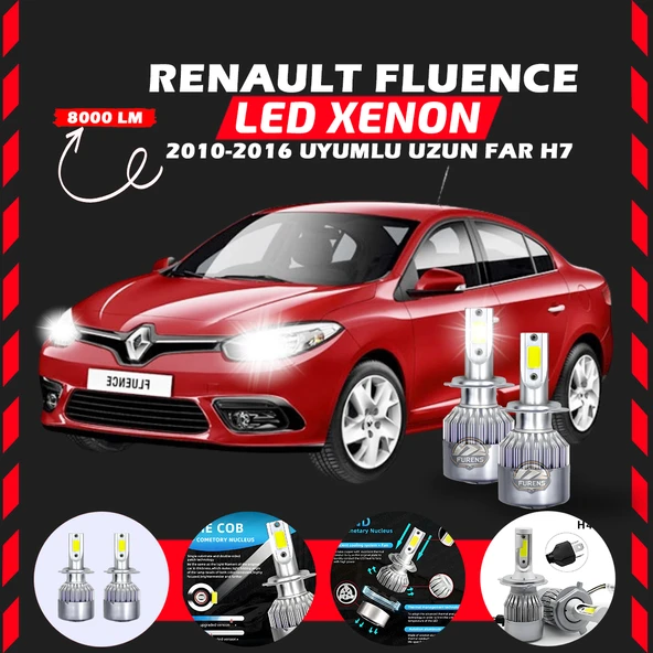 Renault Fluence 2010-2016 Uzun Far Uyumlu Şimşek Etkili Led Xenon Performance Series H7 ürün görseli 1