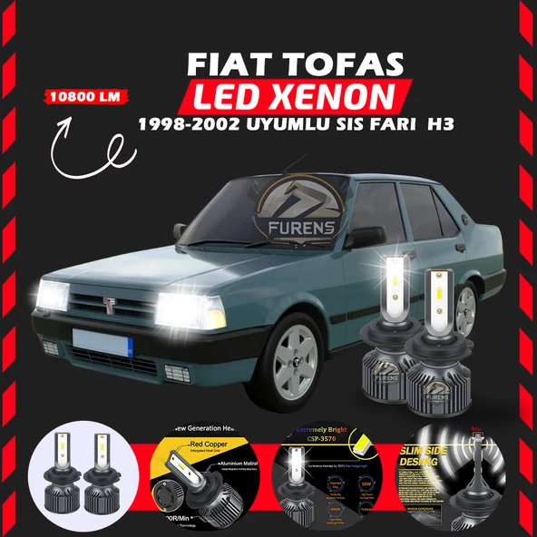 Fiat Tofaş Sis Farı Uyumlu Şimşek Etkili Led Xenon Premium Series H3 ürün görseli 1