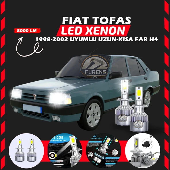 Fiat Tofaş Uzun - Kısa Far Uyumlu Şimşek Etkili Led Xenon Performance Series H4 ürün görseli 1