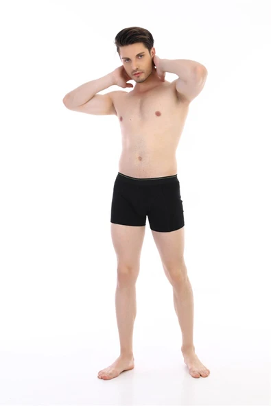 Erkek Elastanlı Siyah Boxer 889 - Resim 6