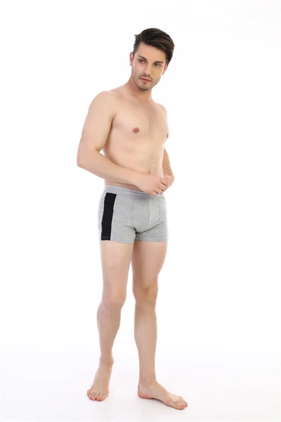 Erkek Elastanlı Biyeli Gri Boxer 850 - Resim 5
