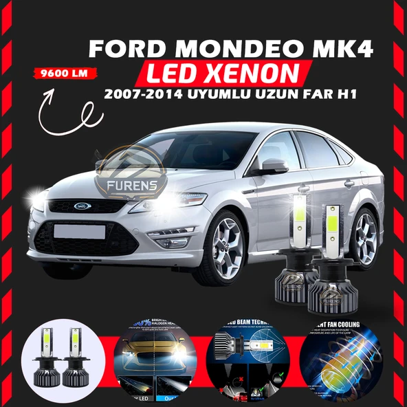Ford Mondeo MK4 2007-2014 Uzun Far Uyumlu Şimşek Etkili Led Xenon Pro Series H1 ürün görseli 1