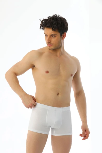 Erkek Elastanlı Beyaz Boxer 810 - Resim 4