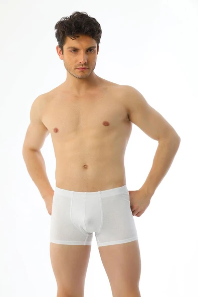Erkek Elastanlı Beyaz Boxer 810 - Resim 2