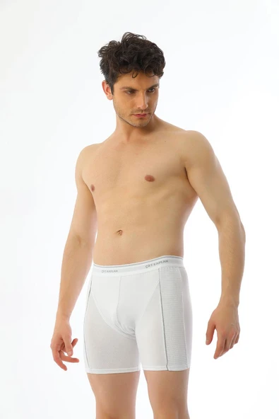 Erkek Elastanlı Biyeli Beyaz Uzun Boxer 855 ürün görseli 1