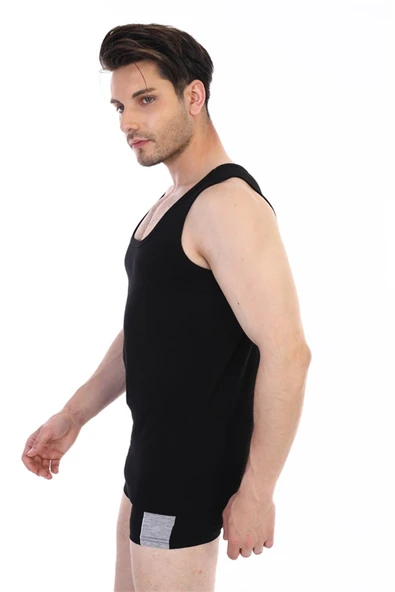 Erkek Ribana Siyah Atlet 775 - Resim 6