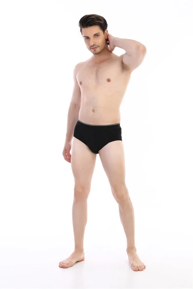 Erkek Elastanlı Siyah Slip 887 - Resim 4