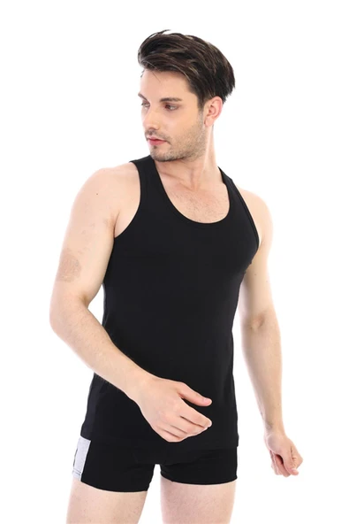 Erkek Elastanlı Siyah Atlet 917 - Resim 3