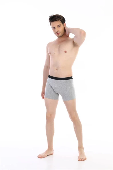 Erkek Elastanlı Gri Boxer 889 - Resim 4