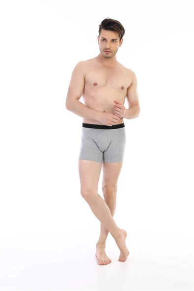 Erkek Elastanlı Gri Boxer 889 - Resim 3