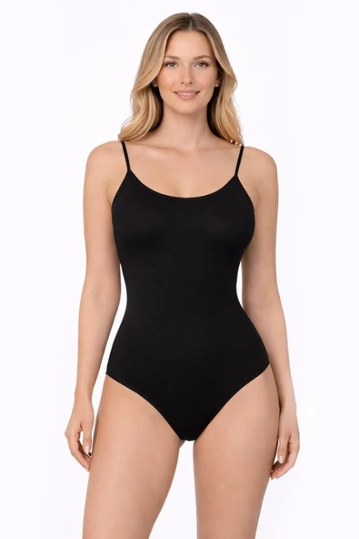 Kadın İnce Askılı Siyah Body 760 ürün görseli 1