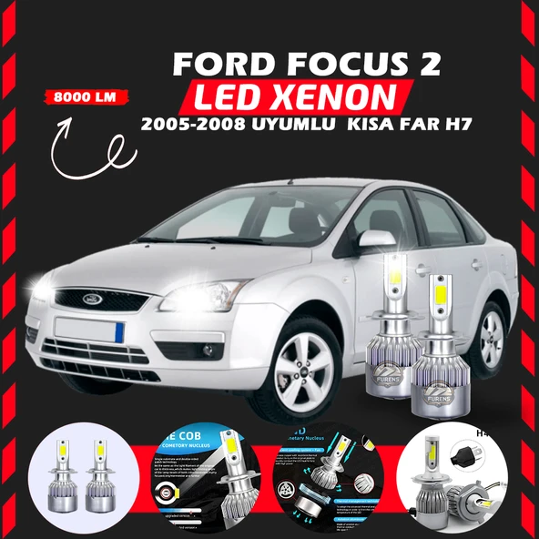 Ford Focus 2 2005-2008 Kısa Far Uyumlu Şimşek Etkili Led Xenon Performance Series H7 ürün görseli 1