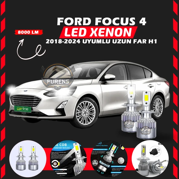 Ford Focus 4 2018-2024 Uzun Far Uyumlu Şimşek Etkili Led Xenon Performance Series H1 ürün görseli 1