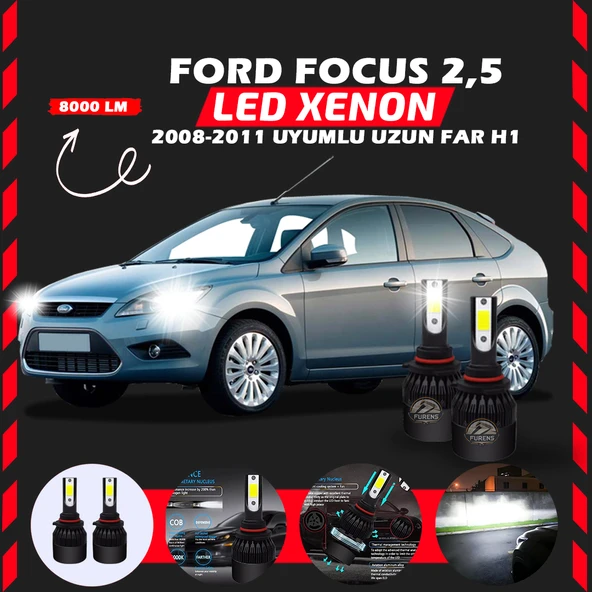 Ford Focus 2.5 2008-2011 Uzun Far Uyumlu Şimşek Etkili Led Xenon Light Series H1 ürün görseli 1