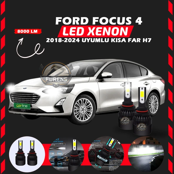 Ford Focus 4 2018-2024 Kısa Far Uyumlu Şimşek Etkili Led Xenon Light Series H7 ürün görseli 1