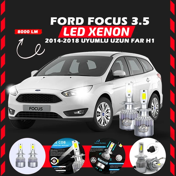 Ford Focus 3.5 2014-2018 Uzun Far Uyumlu Şimşek Etkili Led Xenon Performance Series H1 ürün görseli 1