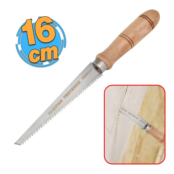Ahşap Saplı Alçıpan Kesme Testeresi 160 mm 16 cm 38 Keskin Diş Delik Açma Usta Aleti ürün görseli 1