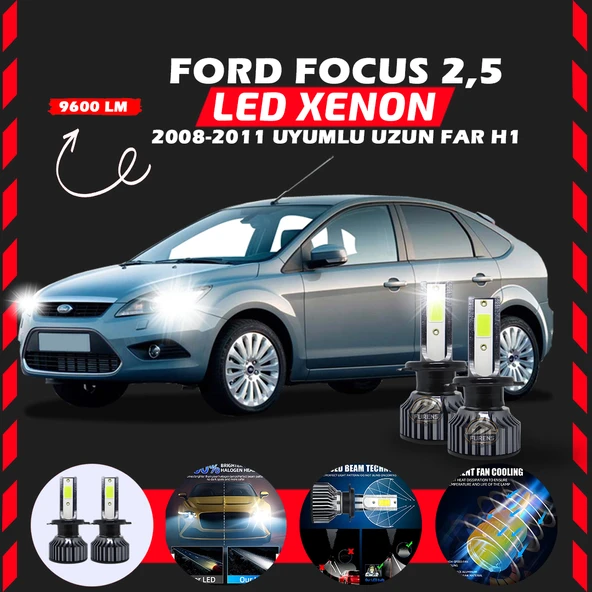 Ford Focus 2.5 2008-2011 Uzun Far Uyumlu Şimşek Etkili Led Xenon Pro Series H1 ürün görseli 1