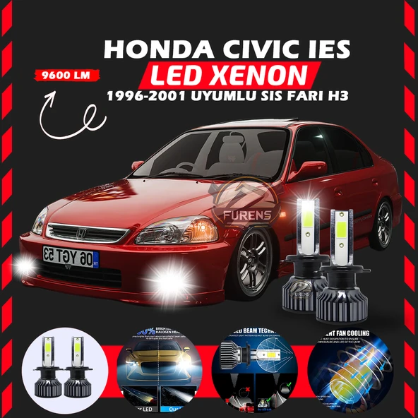 Honda Civic İES 1996-2001 Sis Farı Uyumlu Şimşek Etkili Led Xenon Pro Series H3 ürün görseli 1