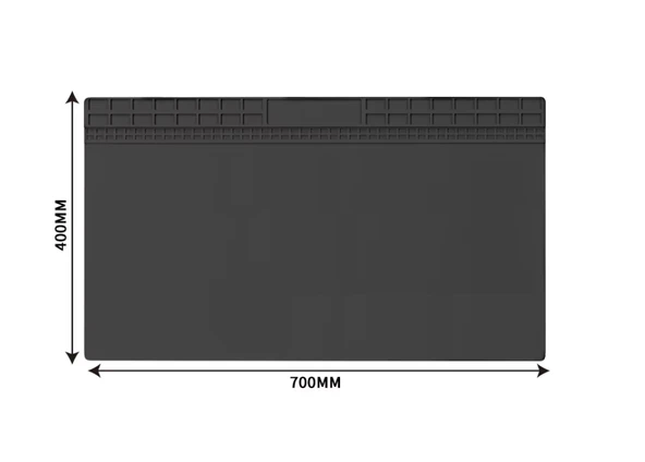 ISIYA DAYANIKLI ELEKTRONİK TAMİR MATI LEHİM PEDİ 700 MM X 400 MM SİYAH ürün görseli 1