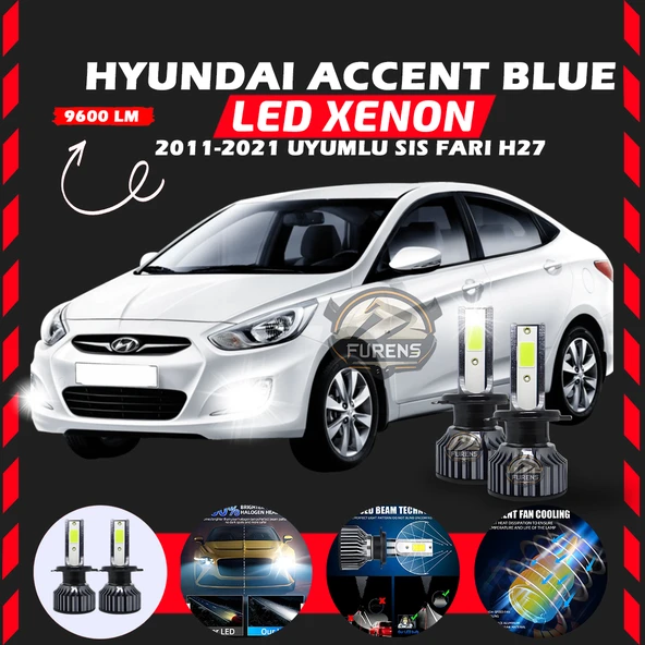 Hyundai Accent Blue 2011-2021 Sis Farı Uyumlu Şimşek Etkili Led Xenon Pro Series H27 ürün görseli 1