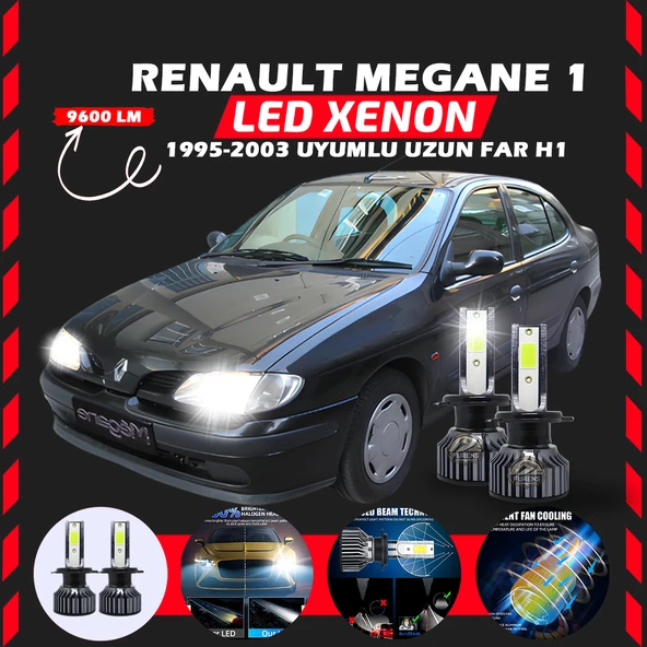Renault Megane 1 1995-2003 Uzun Far Uyumlu Şimşek Etkili Led Xenon Pro Series H1 ürün görseli 1