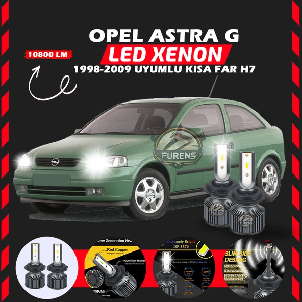 Opel Astra G 1998-2009 Kısa Far Uyumlu Şimşek Etkili Led Xenon Premium Series H7 ürün görseli 1