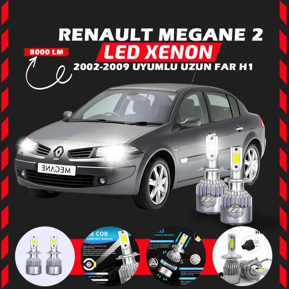 Renault Megane 2 2002-2009 Uzun Far Uyumlu Şimşek Etkili Led Xenon Performance Series H1 ürün görseli 1