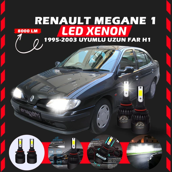 Renault Megane 1 1995-2003 Uzun Far Uyumlu Şimşek Etkili Led Xenon Light Series H1 ürün görseli 1