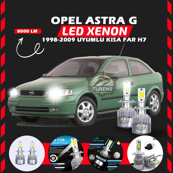 Opel Astra G 1998-2009 Kısa Far Uyumlu Şimşek Etkili Led Xenon Performance Series H7 ürün görseli 1