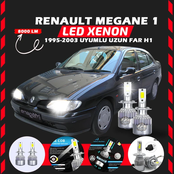 Renault Megane 1 1995-2003 Uzun Far Uyumlu Şimşek Etkili Led Xenon Performance Series H1 ürün görseli 1