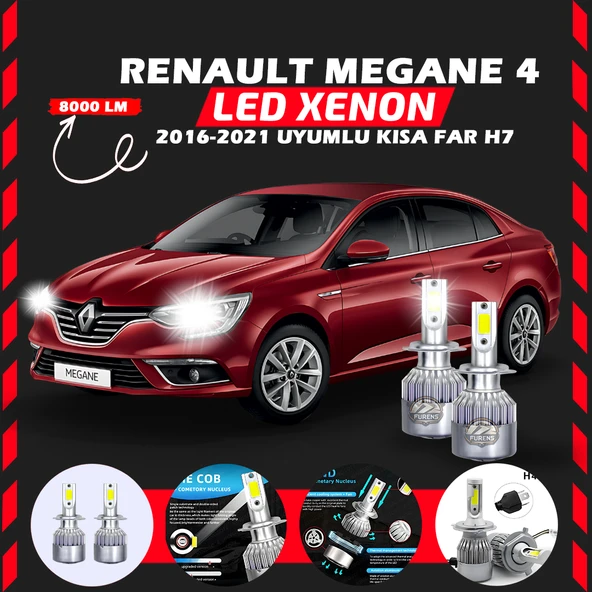Renault Megane 4 2016-2021 Kısa Far Uyumlu Şimşek Etkili Led Xenon Performance Series H7 ürün görseli 1