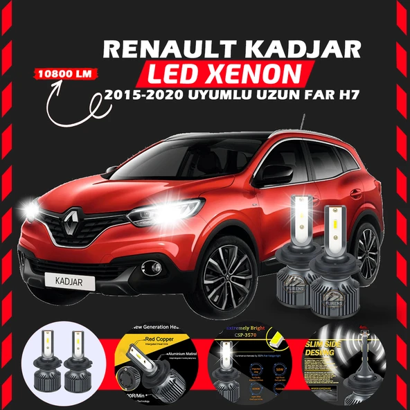Renault Kadjar 2015-2020 Uzun Far Uyumlu Şimşek Etkili Led Xenon Premium Series H7 ürün görseli 1
