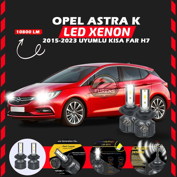 Opel Astra K 2015-2023 Kısa Far Uyumlu Şimşek Etkili Led Xenon Premium Series H7 ürün görseli 1
