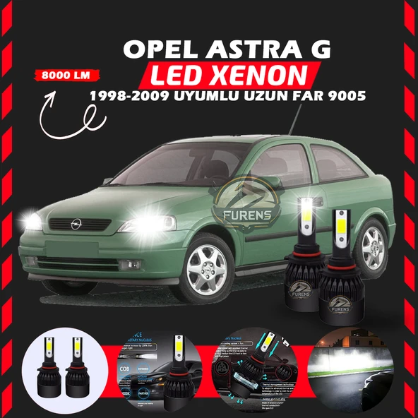 Opel Astra G 1998-2009 Uzun Far Uyumlu Şimşek Etkili Led Xenon Light Series H9005 ürün görseli 1