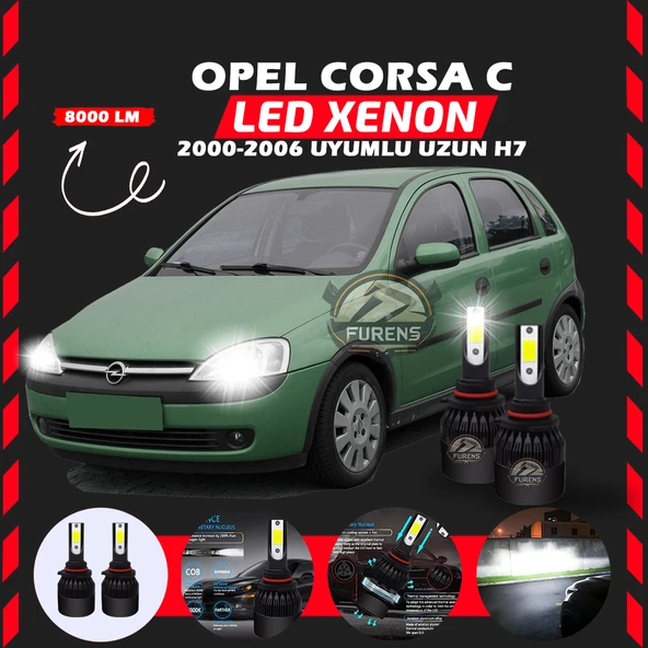 Opel Corsa C 2000-2006 Uzun Far Uyumlu Şimşek Etkili Led Xenon Light Series H7 ürün görseli 1